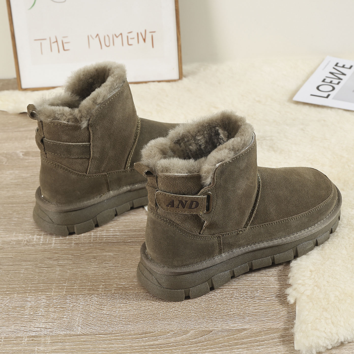 皮毛一体雪地靴男冬新款