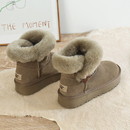 雪地靴女2023新款冬季皮毛一体牛皮短筒防滑厚底加绒加厚保暖棉鞋