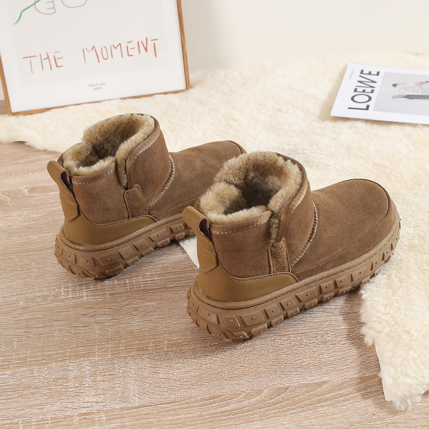 皮毛一体雪地靴男士冬季新款