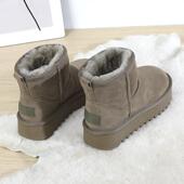 纯羊毛雪地靴女2024冬季 皮毛一体短筒厚底加绒加厚东北棉鞋 季 新款