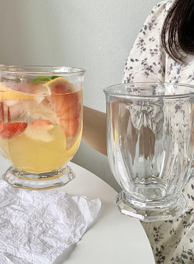 咕噜咕噜大口杯 网红ins风玻璃杯女大容量牛奶杯带把手饮料水杯子