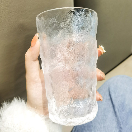 冰川纹喝水玻璃杯饮料杯磨砂