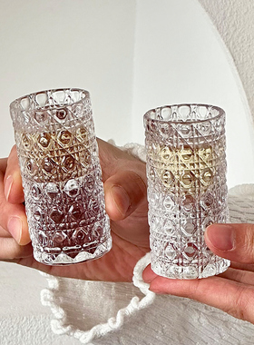 新款轻奢小酒杯浮雕加厚玻璃白酒杯酒盅小号家用一口杯烈酒宝石纹