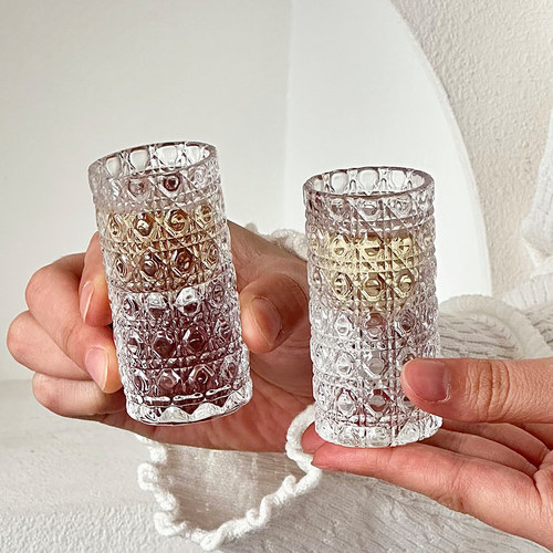 新款轻奢小酒杯浮雕加厚玻璃白酒杯酒盅小号家用一口杯烈酒宝石纹