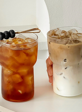 ins风耐热高硼硅玻璃杯早餐牛奶咖啡杯家用透明果汁杯可定制LOGO