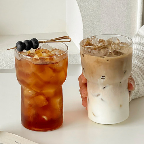 ins风耐热高硼硅玻璃杯早餐牛奶咖啡杯家用透明果汁杯可定制LOGO