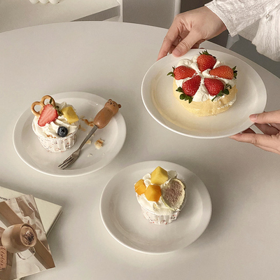 甜品盘陶瓷家用白色简约早餐点心