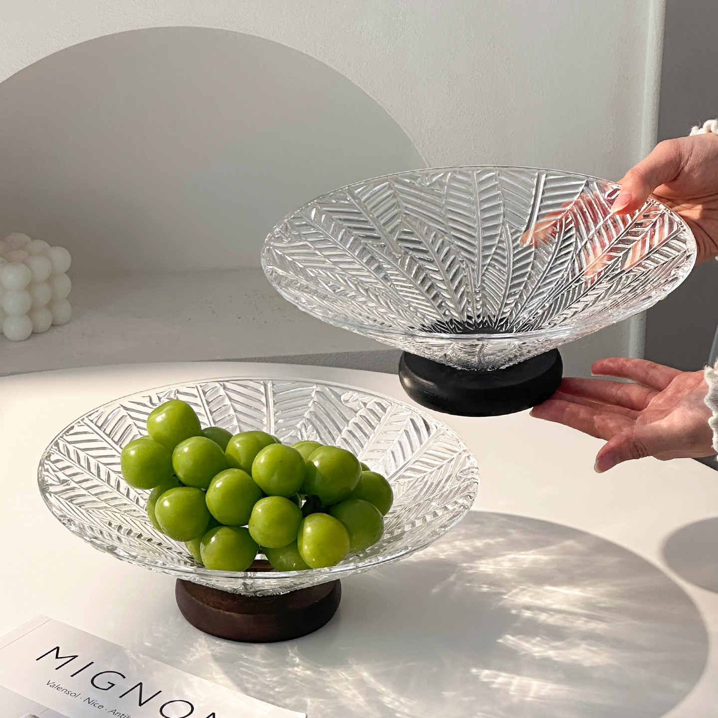 法式玻璃果盘艺术感高颜值客厅茶几家用精致水果糖果零食摆放盘