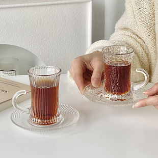土耳其咖啡杯碟套装家用红茶玻璃水杯欧式高档精致小众下午茶杯子