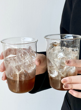 冰拿铁咖啡玻璃杯美式饮品杯耐热高温高硼硅透明冷饮杯喝水杯子女