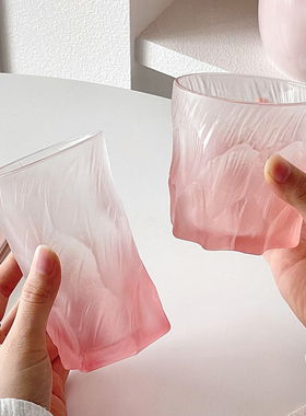 粉色玻璃水杯家用少女心ins风高颜值可爱创意微醺果酒威士忌酒杯