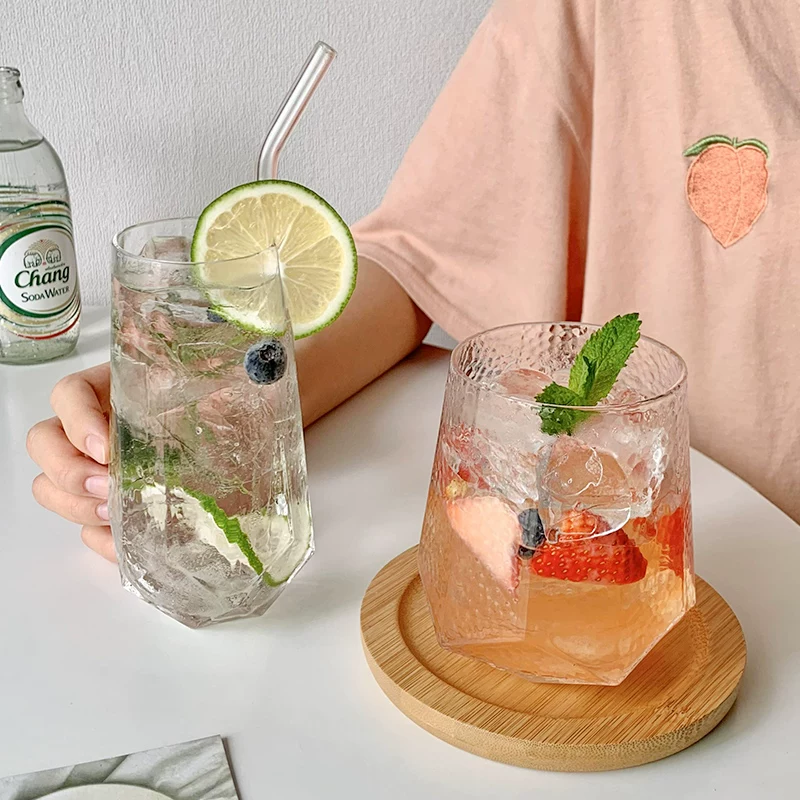 Стеклянный бокал Wind Hammer Glass Glass Six Lingjiao Cup High Beauty Curtic Cup Home Female Water Cup Fruit Drink Cup