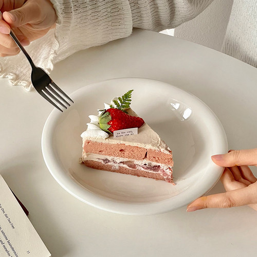 ins风纯白陶瓷蛋糕盘家用高级感