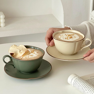 法式复古咖啡杯陶瓷杯碟套装家用女士个人专用绝美手冲拿铁拉花杯