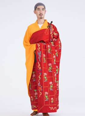 新款[弘通 专注品质] 千花衣袈裟 红色八吉祥 僧衣法衣僧服男袍和