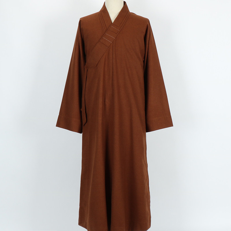 新款秋冬季僧服大褂男加厚毛呢料出家师父和尚服长褂女比丘呢棉衣