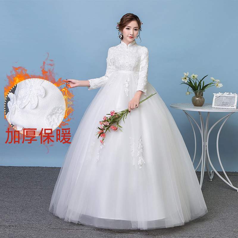pregnant woman Wedding dress 2019 new pattern Long sleeve bride marry Retro Stand collar Paige Cover the belly white princess Qi Diin the Women's clothing/Boutique , Wedding/Cheongsam/Formal dress , Wedding  category - from Buy2taobao.com to provide professional Taobao agent buy service