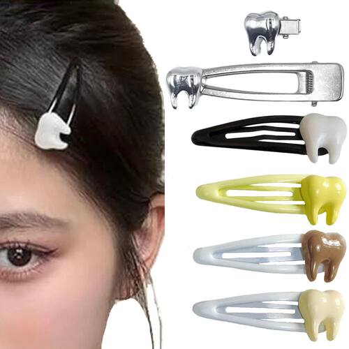 8Pcs Tooth Clip Hairpin Y2K Hair Accessories Cute Simulation