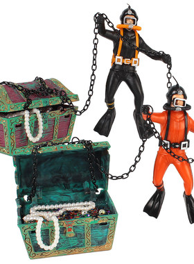 1Pc reasure Chest Diver Fish Tank Decorations Action Figure