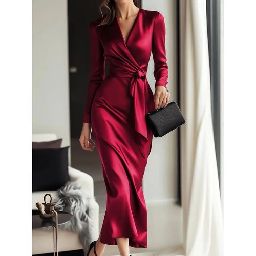 Autumn temperament goddess Hepburn style long-sleeved lace-t