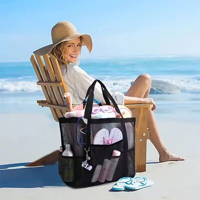 Large Capacity Folding Mesh Beach Bag - Breathable Mesh Lini