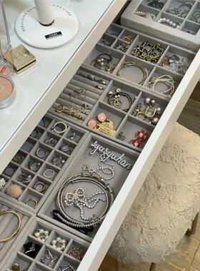 Jewelry box earring storage box necklace ring two layers