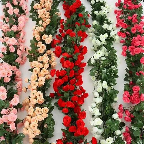 2.5m 1.8m Rose Artificial Flower Vine For Wedding Garland Wh