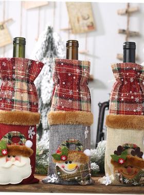 christmas decoration Creative linen bottle bag 圣诞酒瓶套