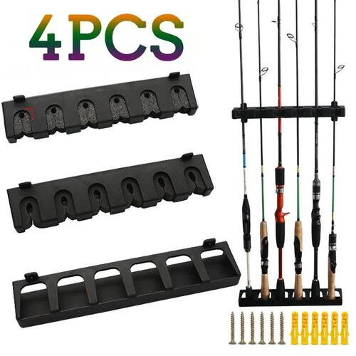4/2PCS Fishing Rod Holders 6-Rod Rack Vertical Pole Holder W