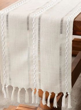 Linen Table Runner Farmhouse Rustic Table Runners with Tasse