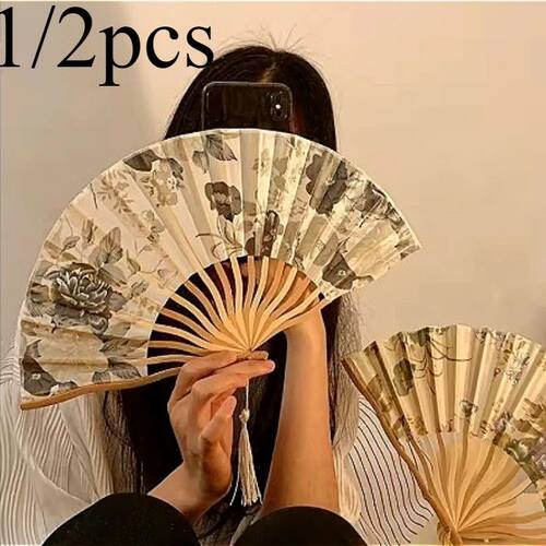 1/2pcs Chinese Style Portable Folding Fan, Ancient Fan Prop,