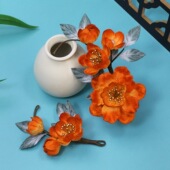 新中式 古风橙色绢花新娘发夹发饰晨袍汉服配饰古典HF2447订婚头花