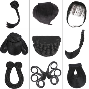 汉服古装造型假发懒人全发丝云鬓轻戏曲前额发际线刘海片鬓角神器