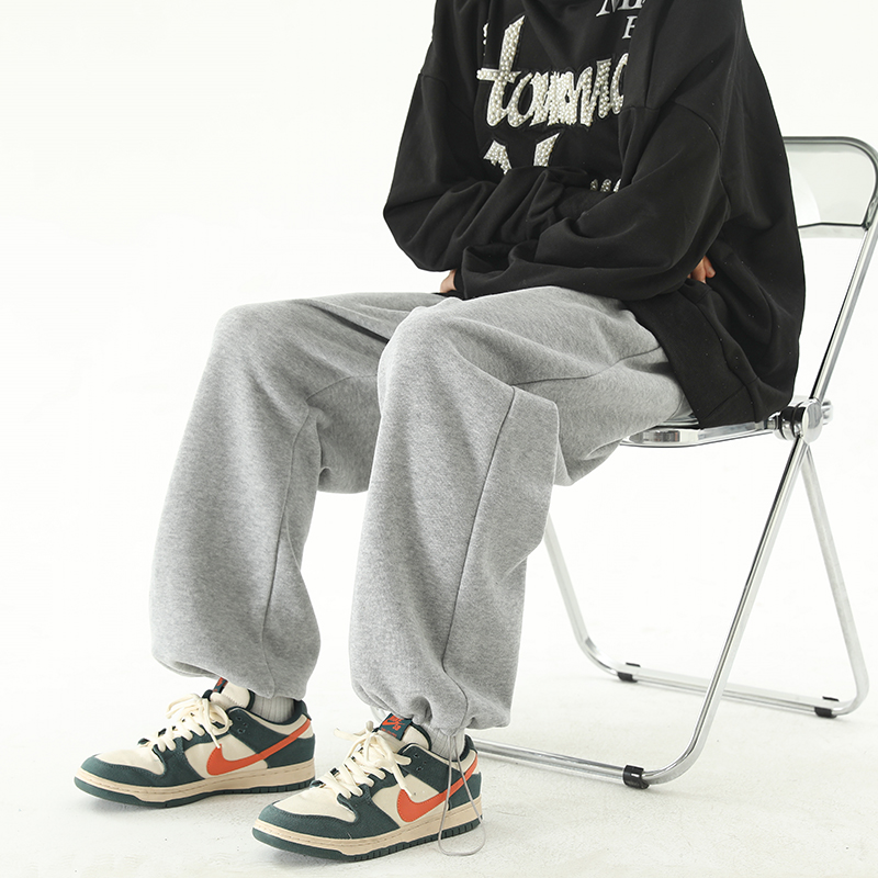 加绒卫裤男生裤子秋冬季直筒束脚