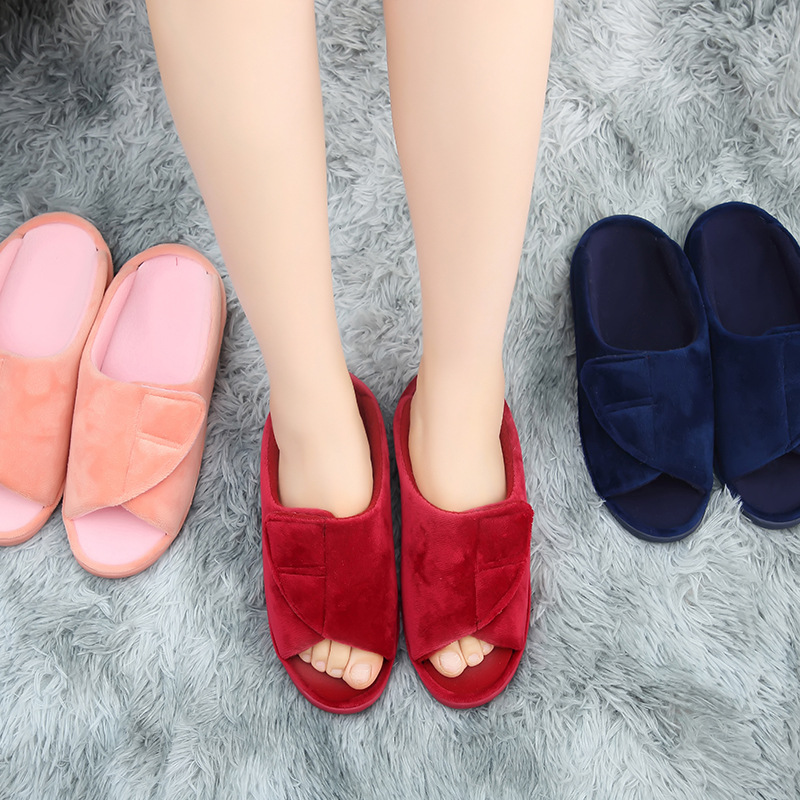 孕妇老人脚肿露趾棉拖鞋脚受伤