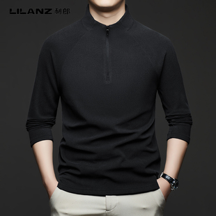 利郎正品男士羊毛打底衫半高领拉链卫衣加绒保暖T恤德绒休闲运动