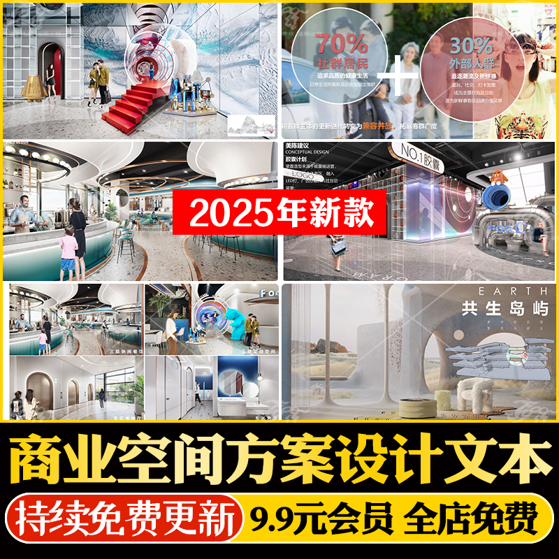 商业综合体购物中心广场商场室内设计方案PDF文本空间轴测效果图