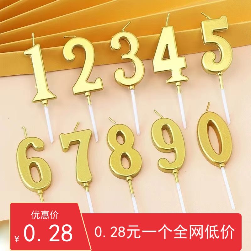 金色數字蠟燭蛋糕裝飾