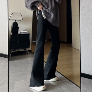 喇叭裤女2024秋冬款高腰显瘦加绒加厚马蹄裤小个子拖地休闲微喇裤