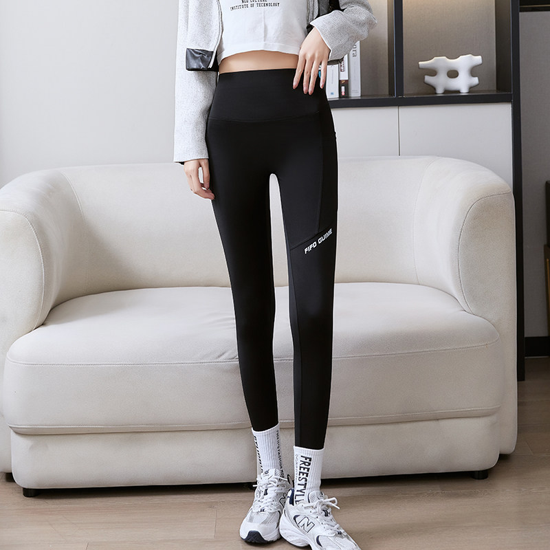 鲨鱼皮打底裤女外穿秋冬2026加绒加厚高腰提臀弹力运动健身瑜伽裤