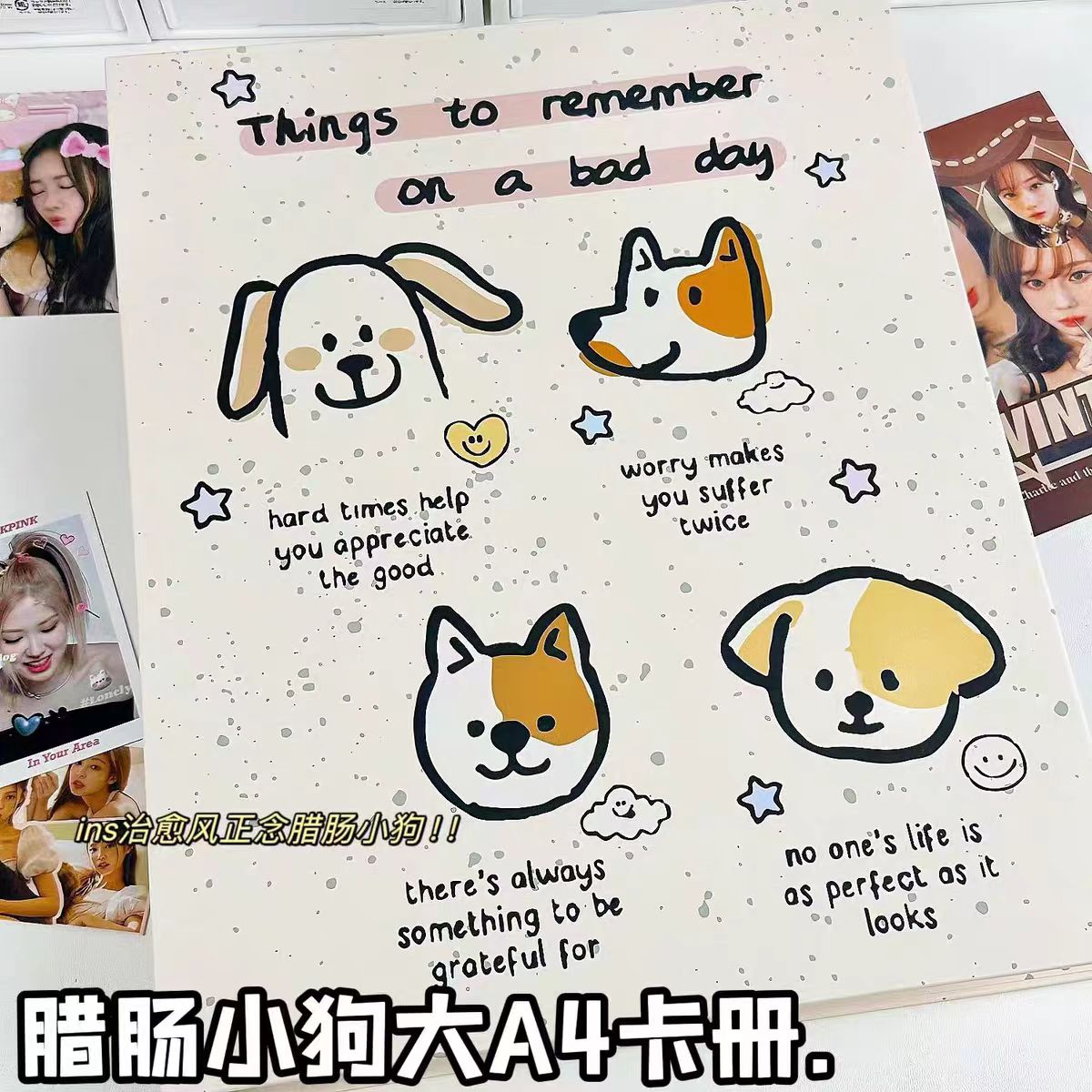 可爱大a4腊肠小狗卡册镭射票九宫格内页小卡明信片收纳册拍立得
