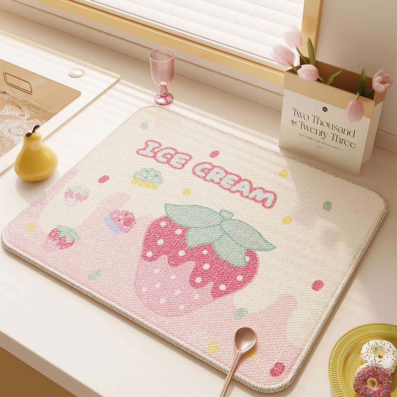 卡通家用厨房沥水垫氛围感吸水防滑防尘垫餐垫隔热垫吧台桌垫子,居家布艺,桌布,淘宝优惠券,粉丝福利购,淘宝优惠卷