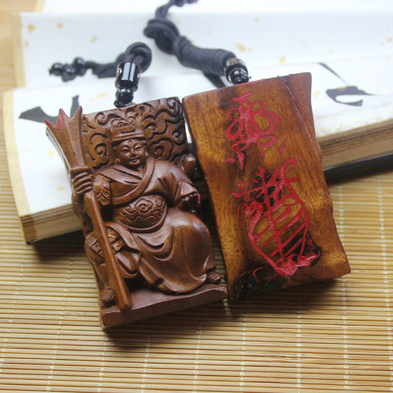 雷击枣木雷焦二郎神君朱砂手工牌吊坠手工木制品道家用品配饰挂件