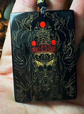 白鹤童子只杀不渡道系原始天尊座下纯手工无事牌黑曜石送礼物学生