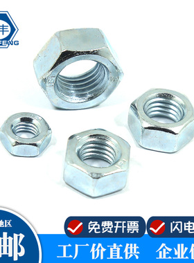 晨丰 白色镀锌4级六角螺母螺丝母/帽 M4-6-8-10-12-16-20-24国标