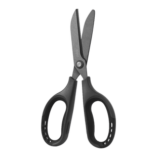 得力剪刀防锈防黏黑刃剪刀特氟龙镀层锋利不锈钢剪刀办公剪刀不粘家用剪刀学生中号大号涂层无尖圆头77753