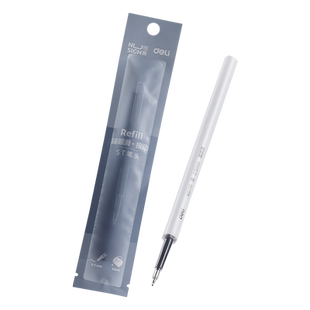 得力ST头按动笔芯速干中性笔芯黑色0.5笔芯加强型葫芦头刷题笔芯桶装可替芯批发签字学生考试专用针管头摁动