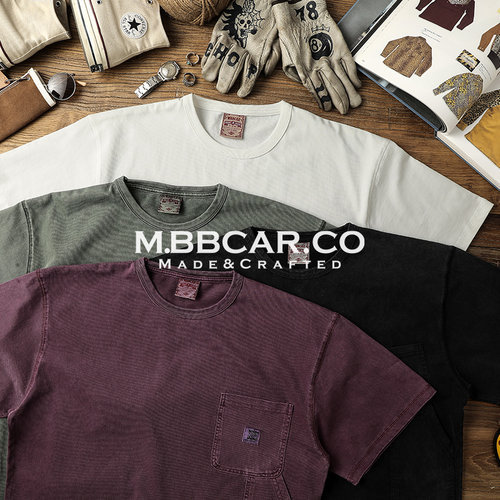 MBBCAR窄幅复古洗水口袋设计短袖