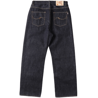 MBBCAR窄幅赤耳靛蓝阔腿裤