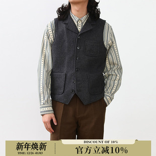 MBBCAR窄幅英式 羊毛厚保暖复古背心 LAPEL平驳头翻领绅士毛呢马甲